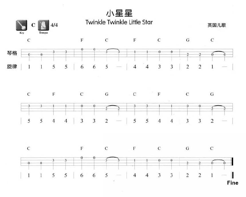 小星星尤克里里谱