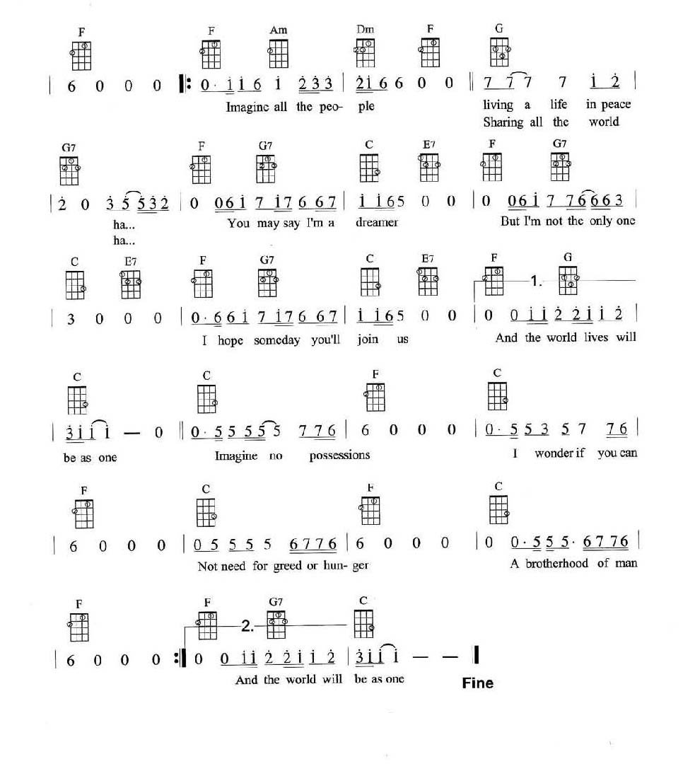 Imagine尤克里里谱-2