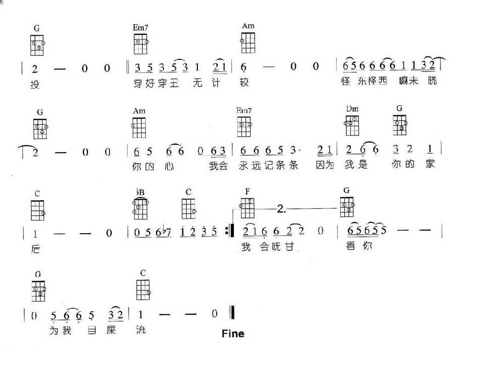 家后尤克里里谱-3