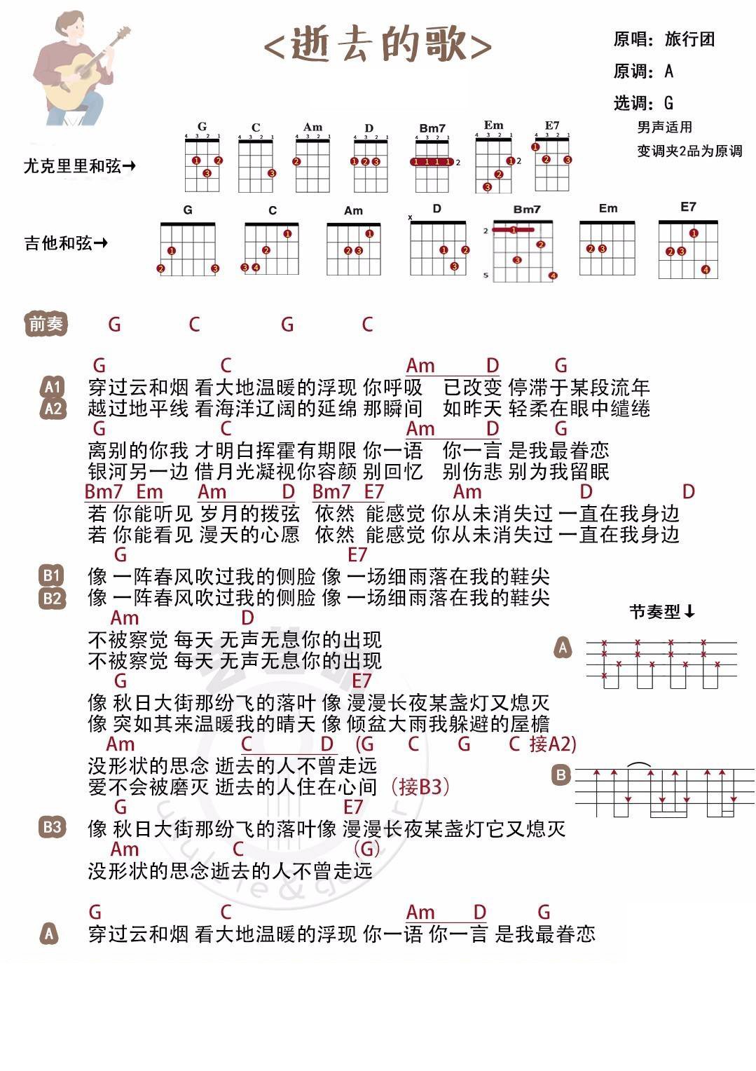 逝去的歌尤克里里谱