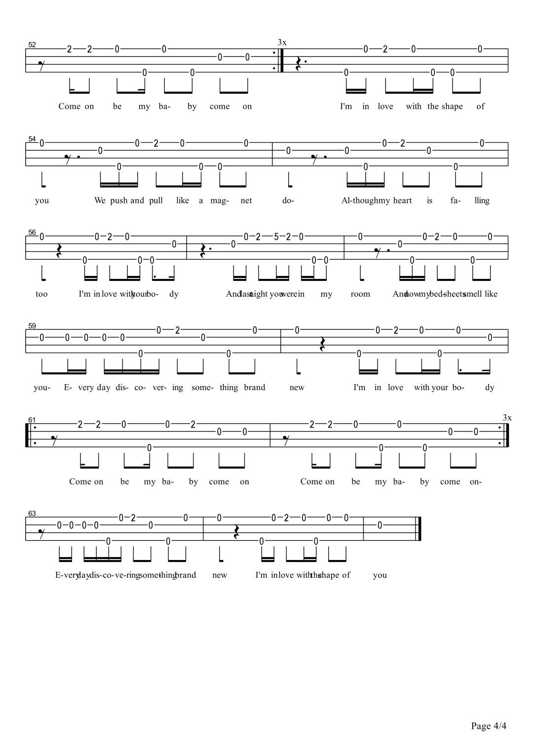 Aloha Heja He+Shape of You尤克里里谱-4