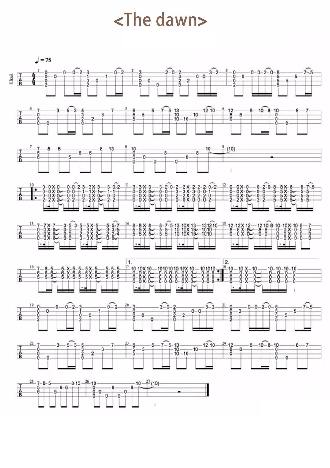 thedawn尤克里里谱弹唱版原调六线谱精选版dreamtale