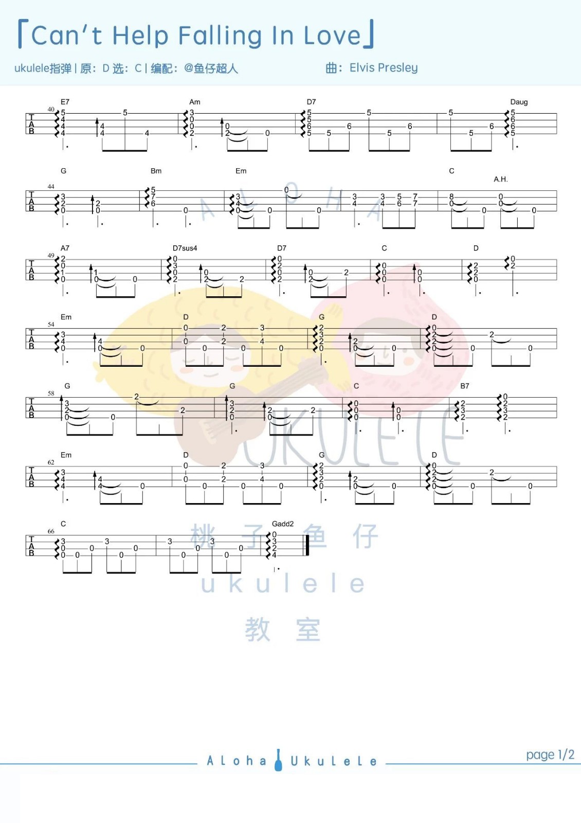 Can't Help Falling in Love尤克里里谱-2