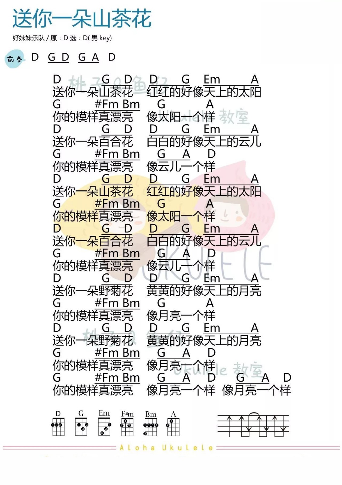 送你一朵山茶花尤克里里谱