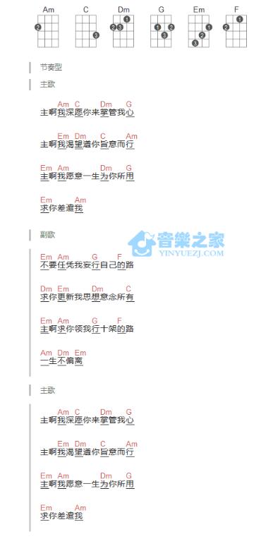 深愿你来掌管我心尤克里里谱