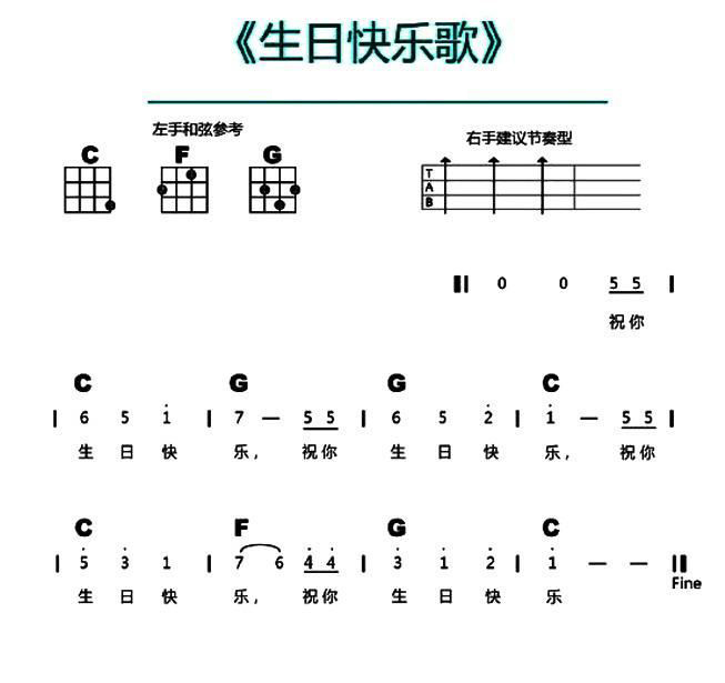 生日快乐尤克里里谱