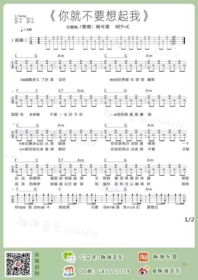 你就不要想起我尤克里里谱