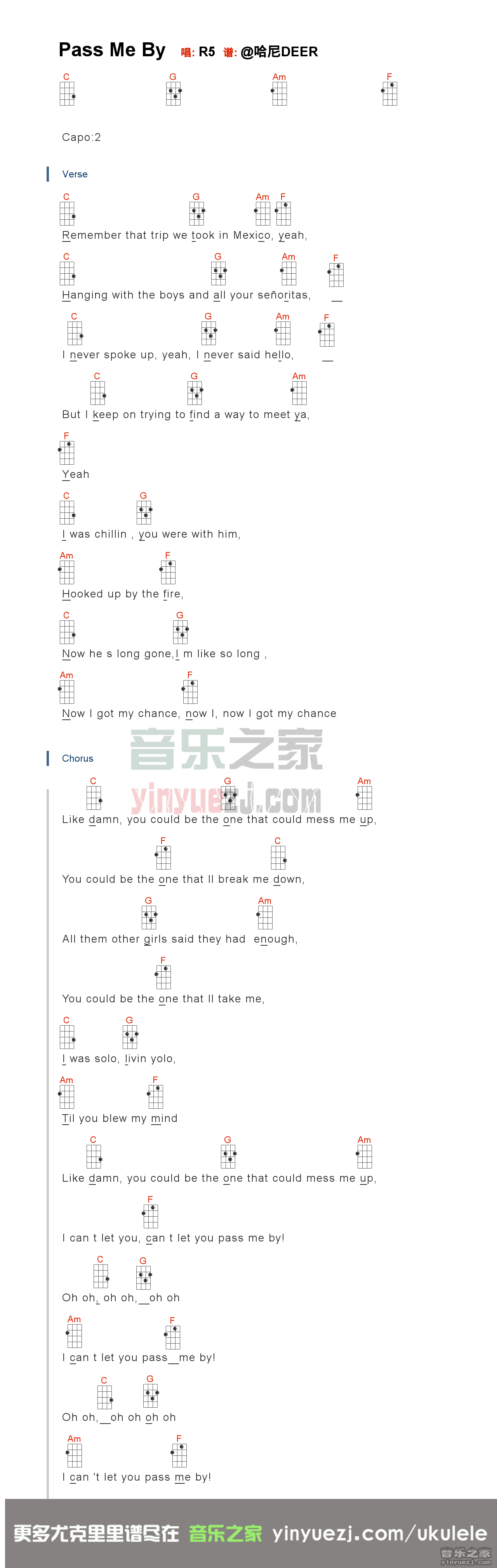 pass me by尤克里里谱