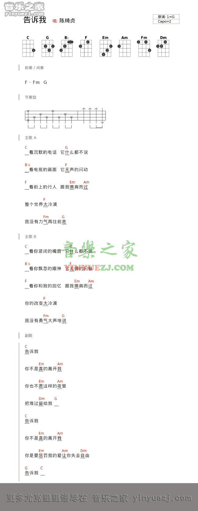 告诉我尤克里里谱