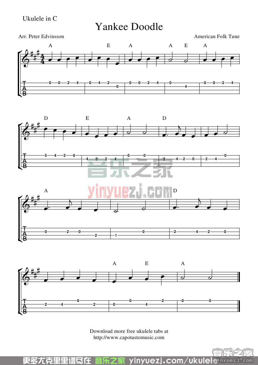 yankee doodle尤克里里谱
