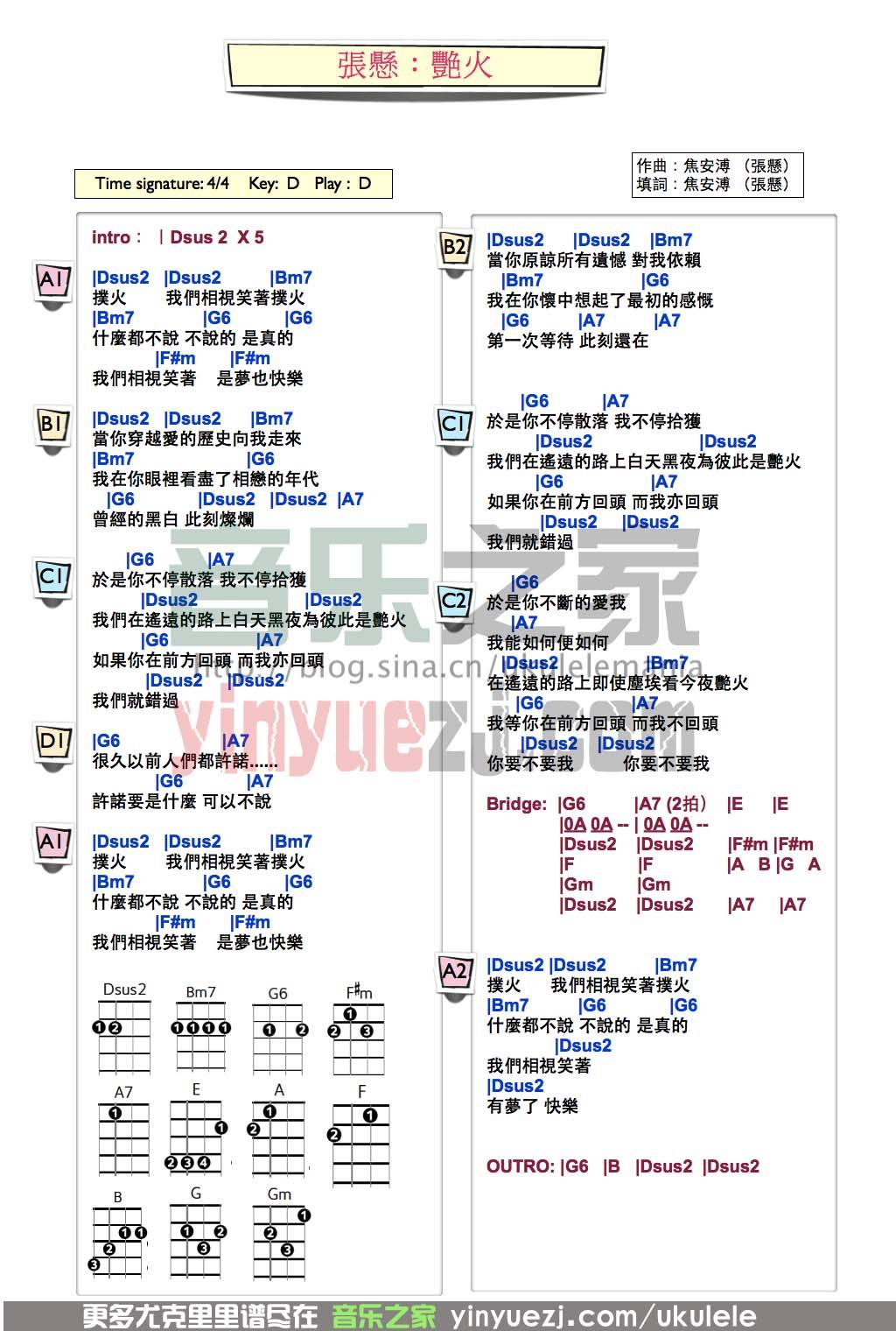 艳火尤克里里谱