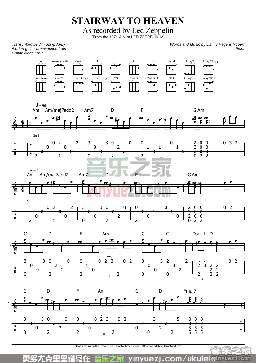 stairway to heaven尤克里里谱