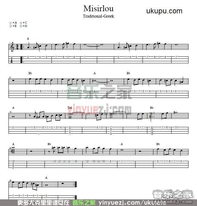 misirlou尤克里里谱