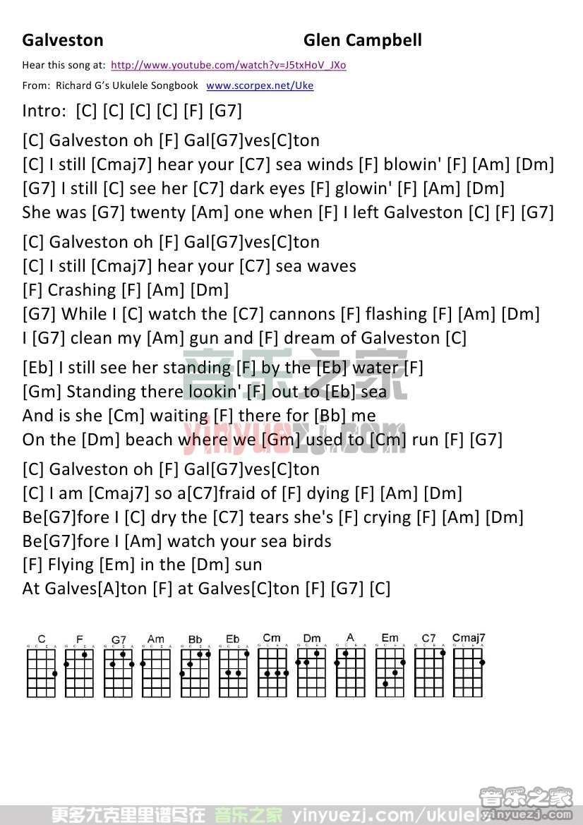 Galveston尤克里里谱