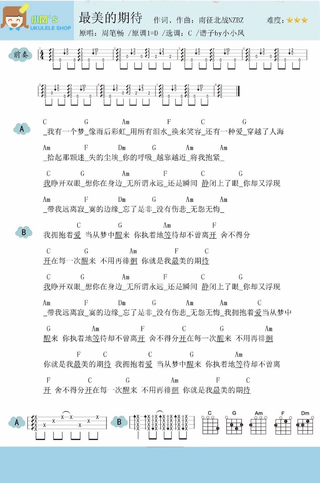 最美的期待尤克里里谱