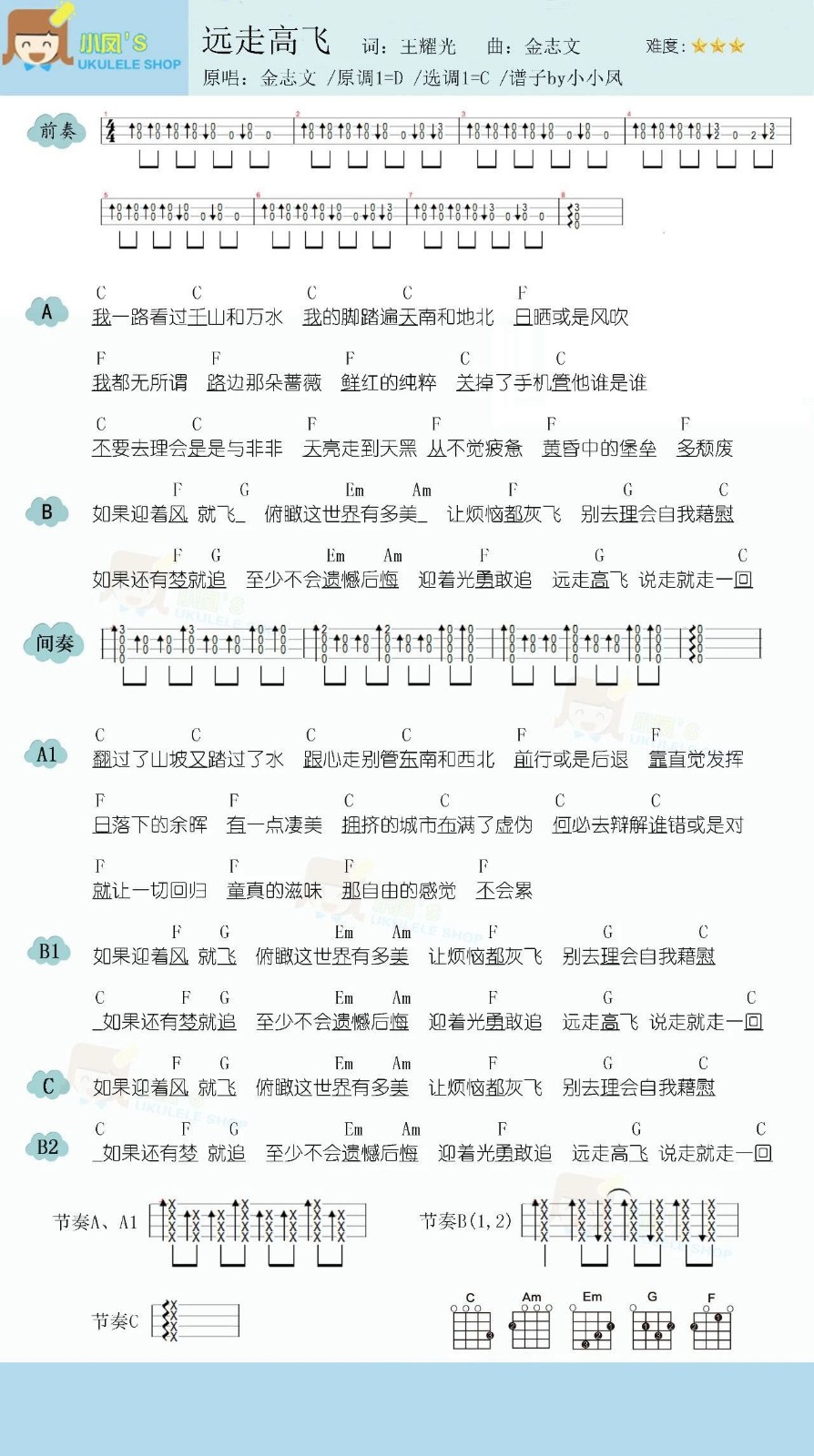 远走高飞尤克里里谱