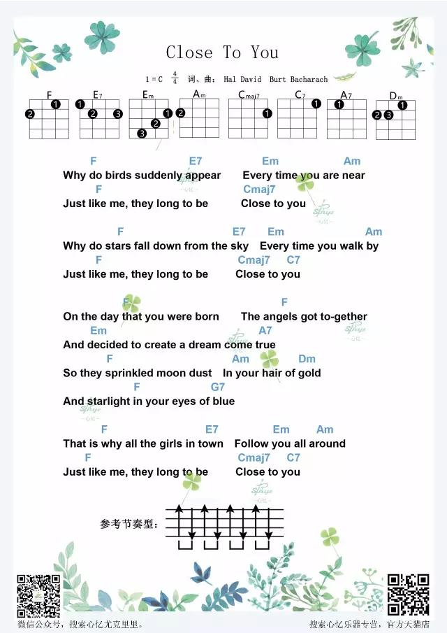  Close to You尤克里里谱