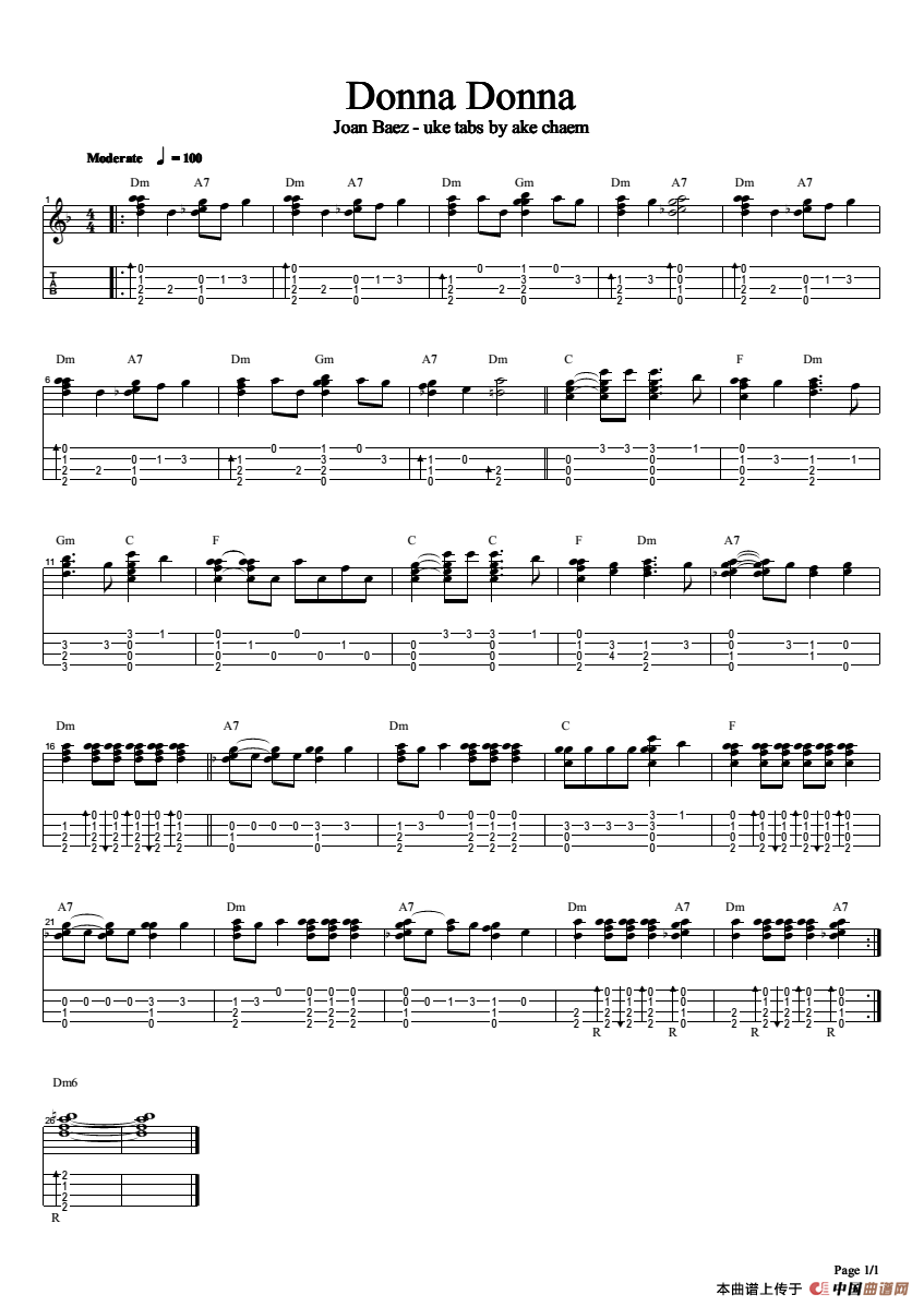Donna Donna尤克里里谱