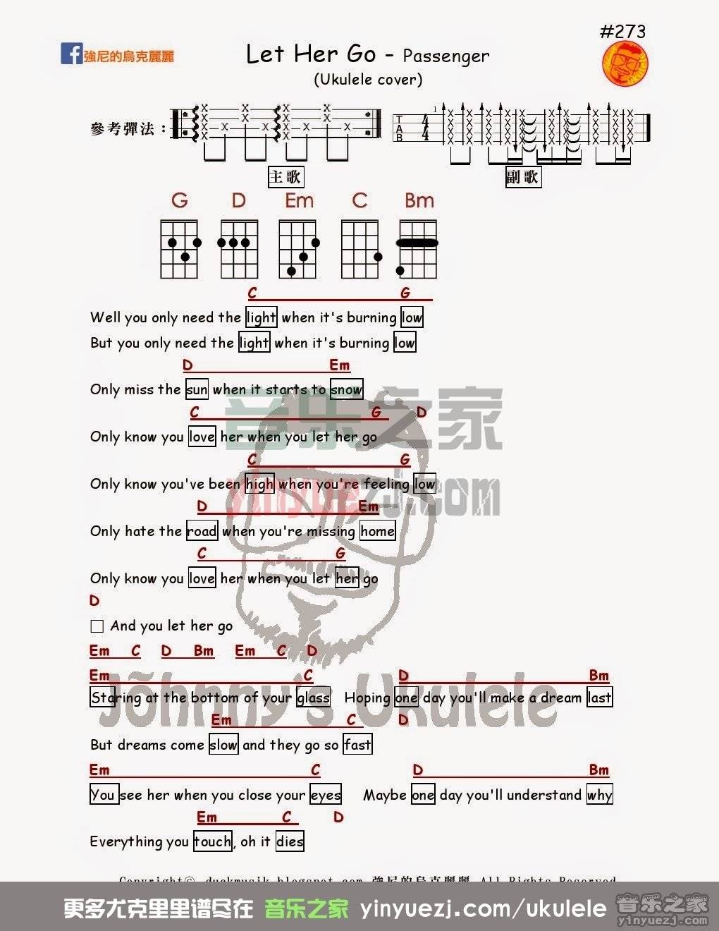 let her go尤克里里谱