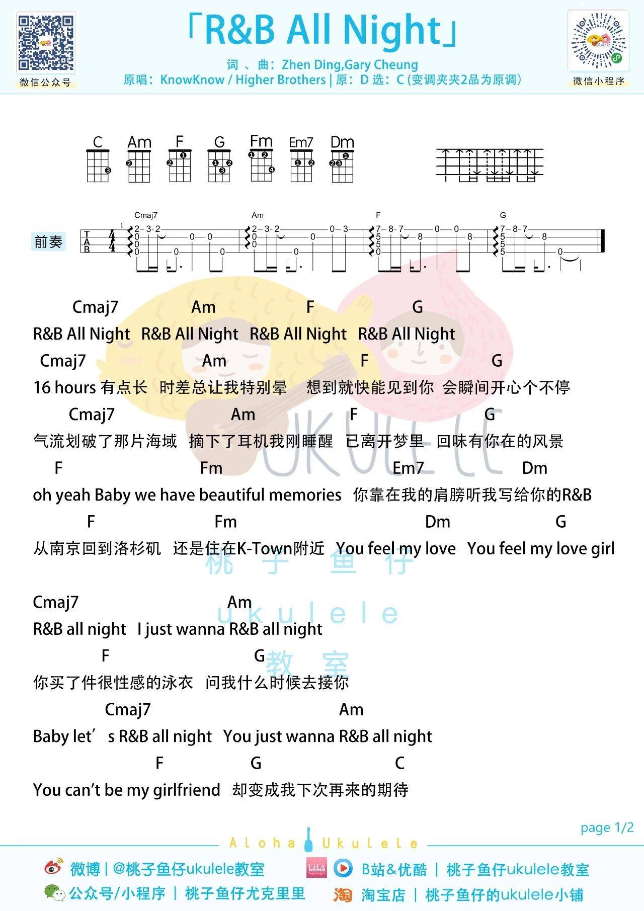 R&B All Night尤克里里谱-1