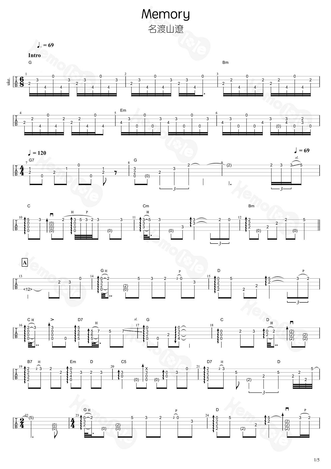 Memory尤克里里谱-1